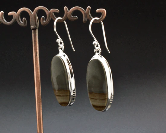 Sterling Silver Wildhorse Picture Jasper Earrings - Image 2