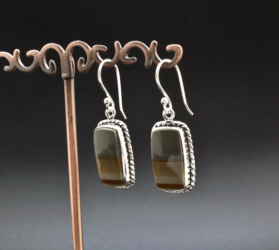 Sterling Silver Wildhorse Picture Jasper Earrings - Image 2