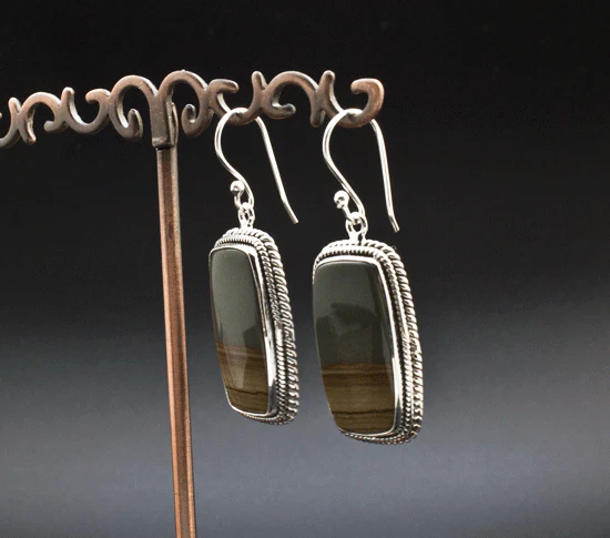 Sterling Silver Wildhorse Picture Jasper Earrings - Image 2