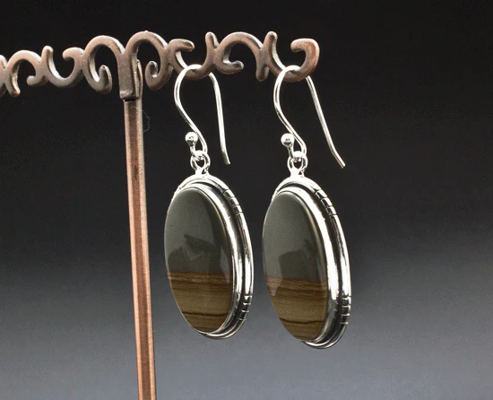 Sterling Silver Wildhorse Picture Jasper Earrings - Image 2