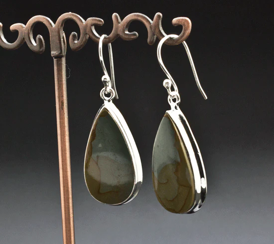 Sterling Silver Wildhorse Picture Jasper Earrings - Image 2