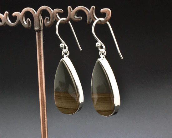 Sterling Silver Wildhorse Picture Jasper Earrings - Image 2