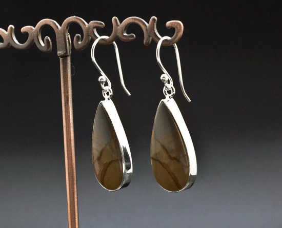 Sterling Silver Wildhorse Picture Jasper Earrings - Image 2