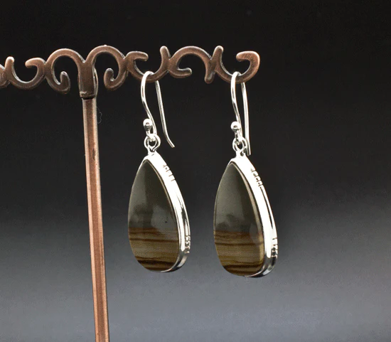 Sterling Silver Wildhorse Picture Jasper Earrings - Image 2
