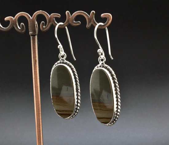 Sterling Silver Wildhorse Picture Jasper Earrings - Image 2