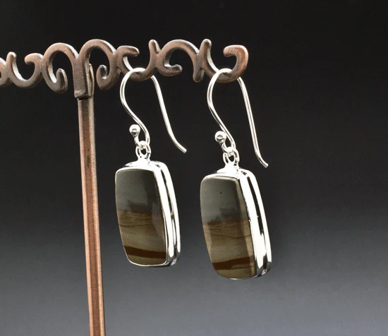 Sterling Silver Wildhorse Picture Jasper Earrings - Image 2