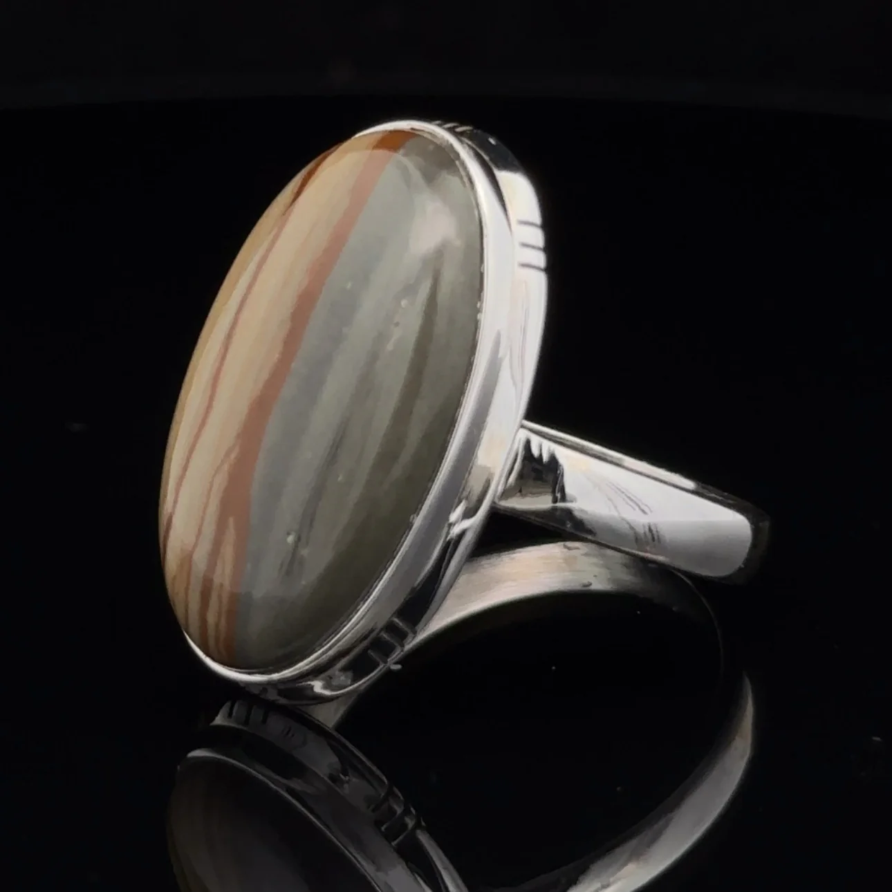 Sterling Silver Wildhorse Picture Jasper Ring Size 11 - Image 3