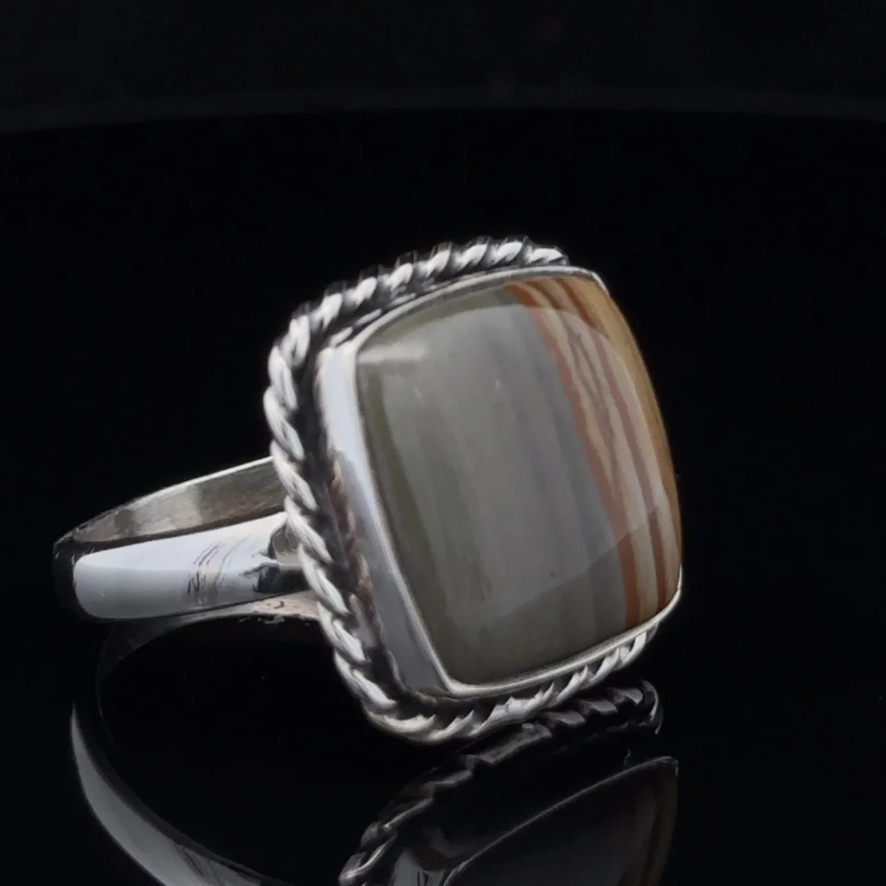 Sterling Silver Wildhorse Picture Jasper Ring Size 11 - Image 2