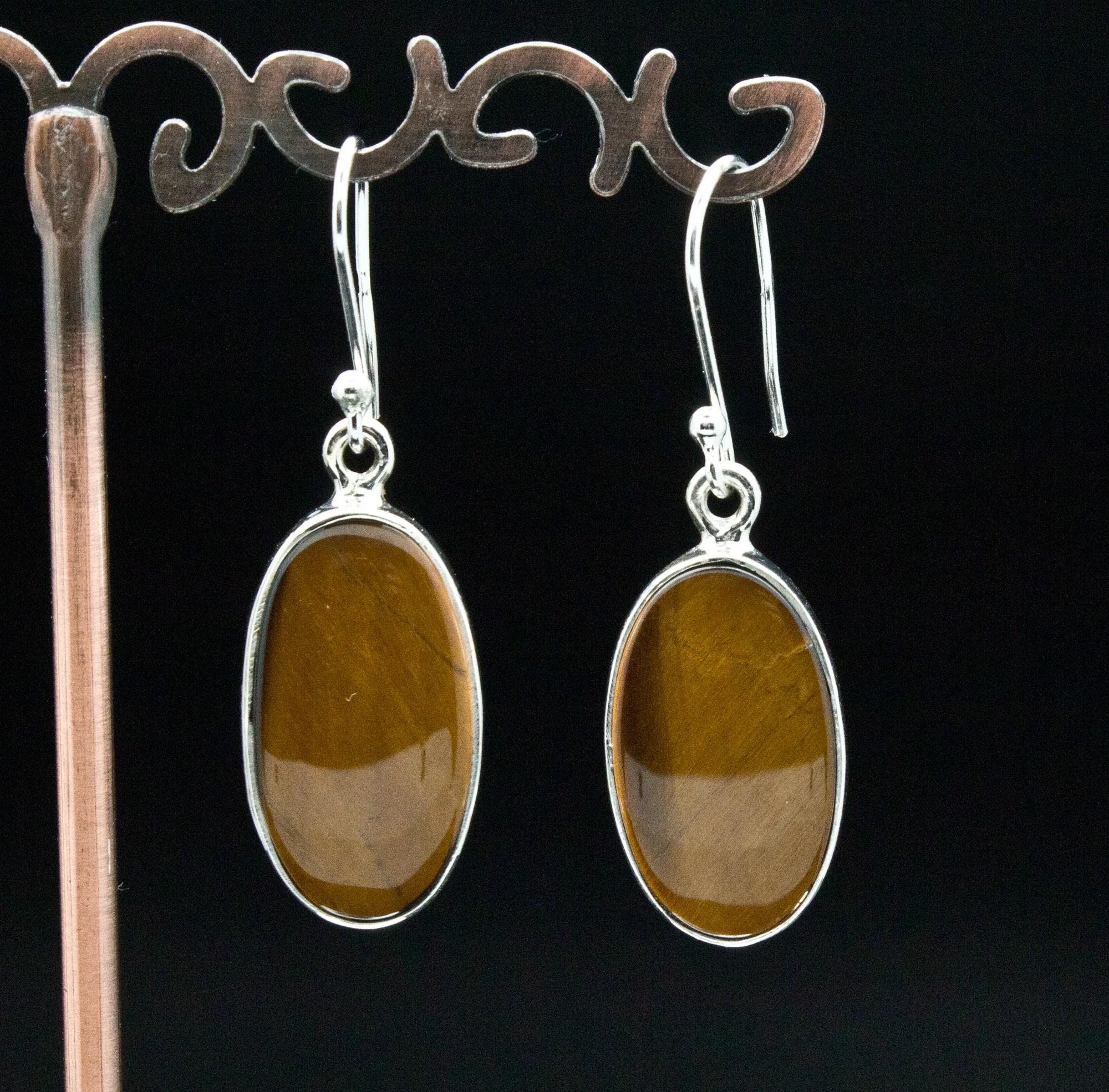 Sterling Silver Yellow Tiger Eye Earrings - Image 2
