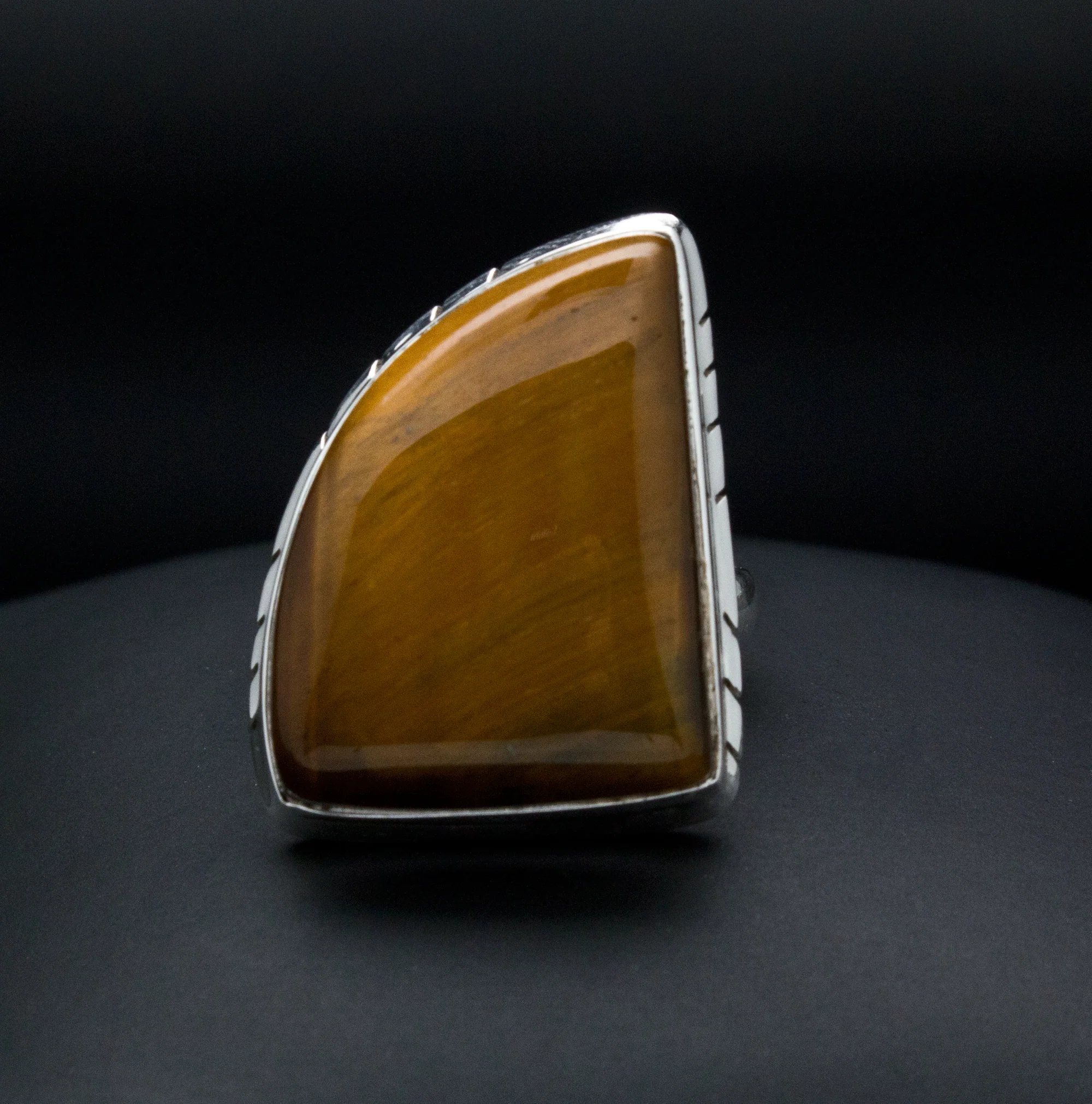 Sterling Silver Yellow Tiger Eye Ring Size 7 - Image 2