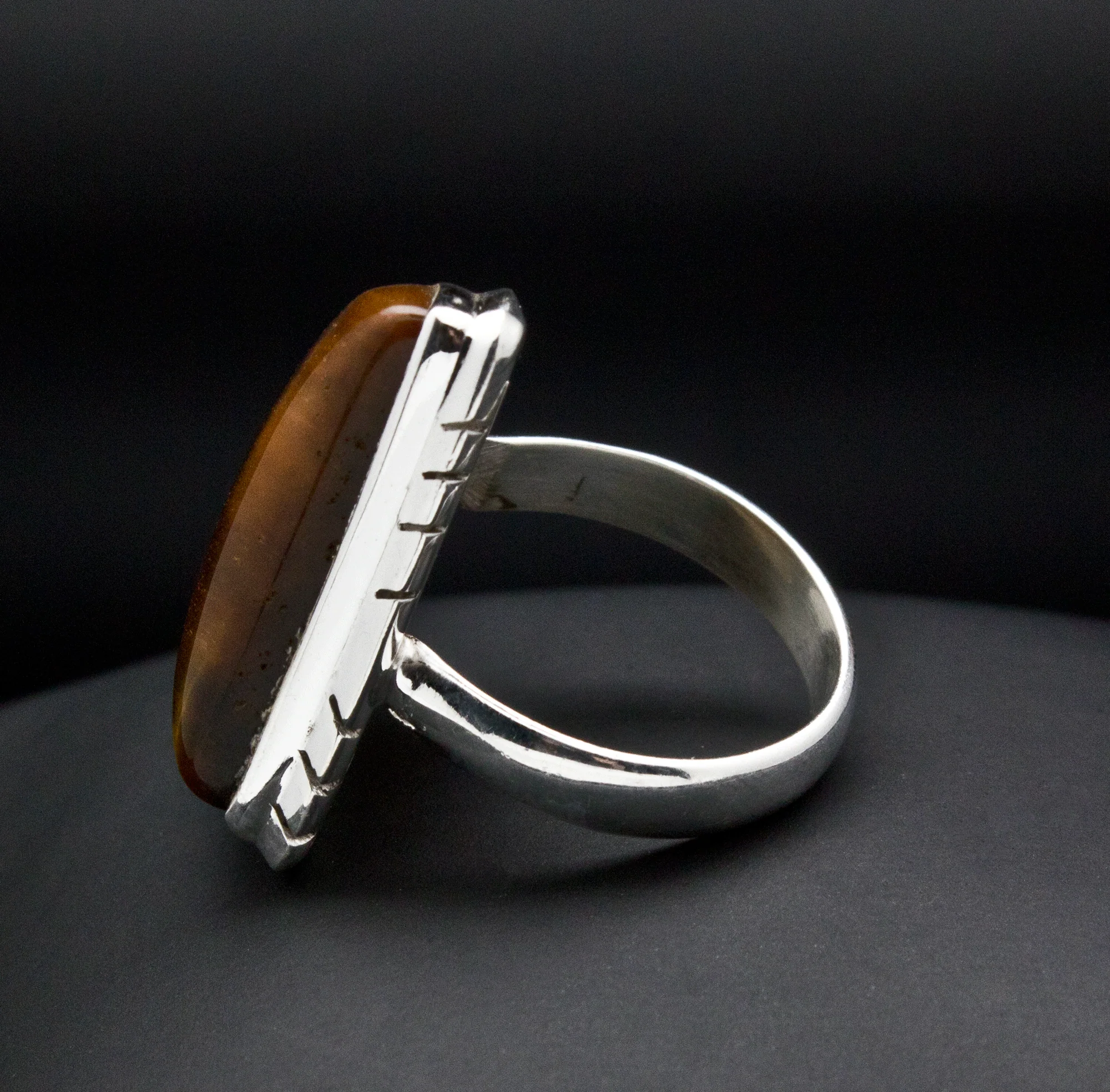 Sterling Silver Yellow Tiger Eye Ring Size 7 - Image 3