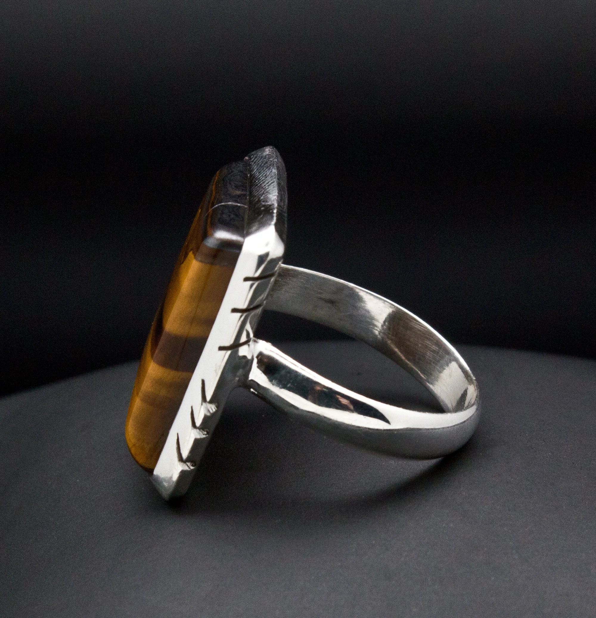 Sterling Silver Yellow Tiger Eye Ring Size 7 - Image 3