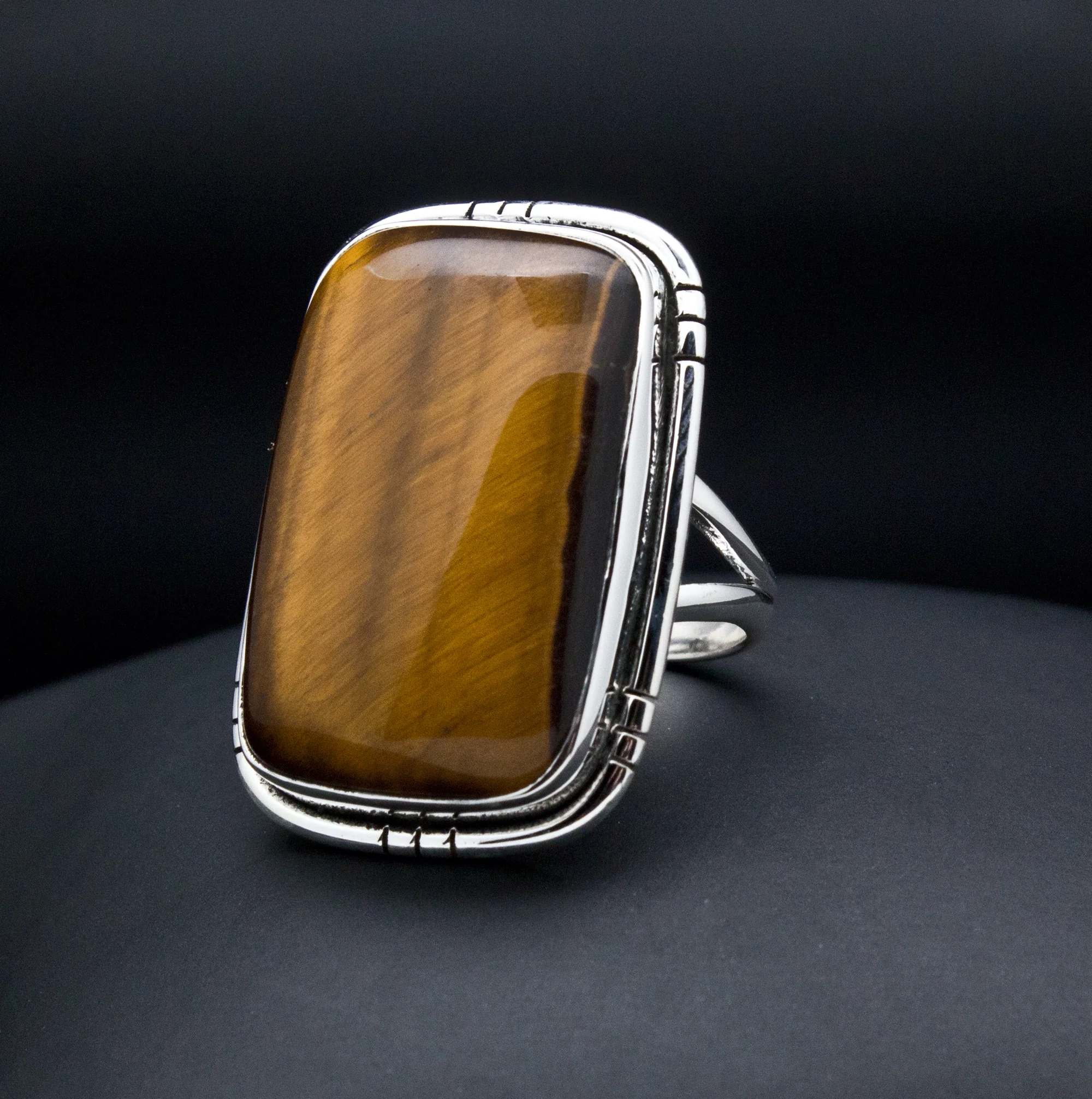 Sterling Silver Yellow Tiger Eye Ring Size 7 - Image 2