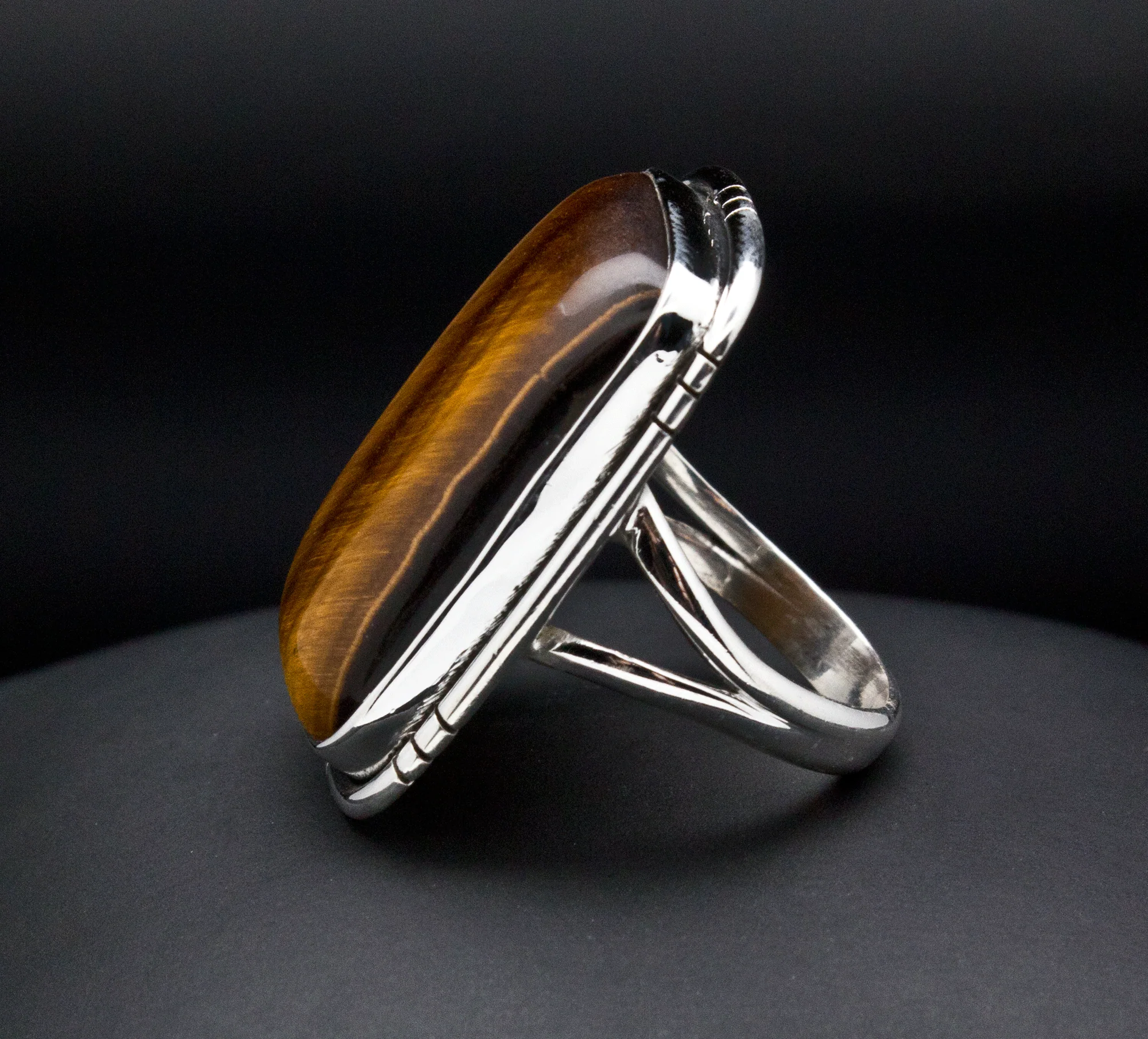 Sterling Silver Yellow Tiger Eye Ring Size 7 - Image 3