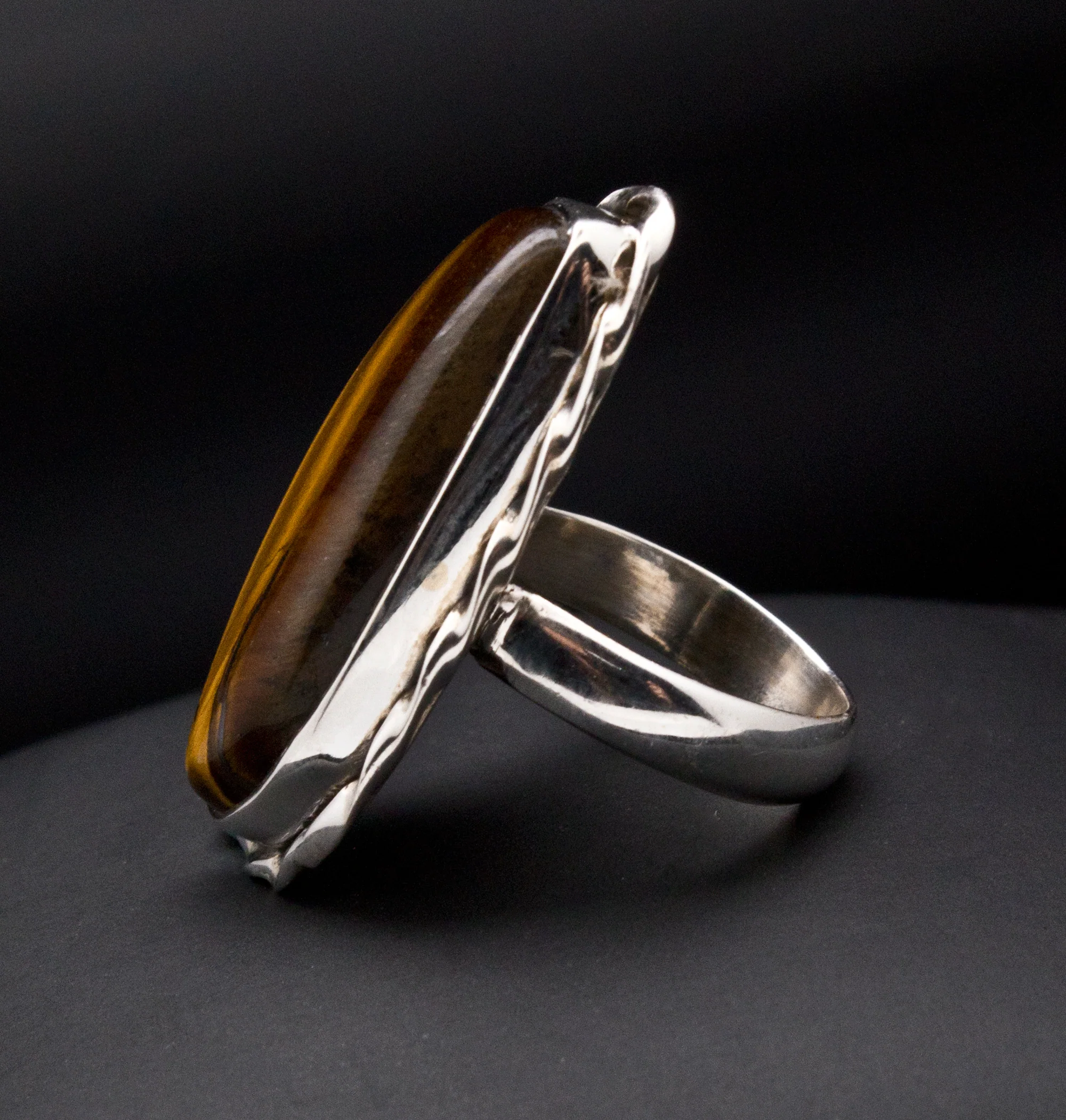Sterling Silver Yellow Tiger Eye Ring Size 5 - Image 2