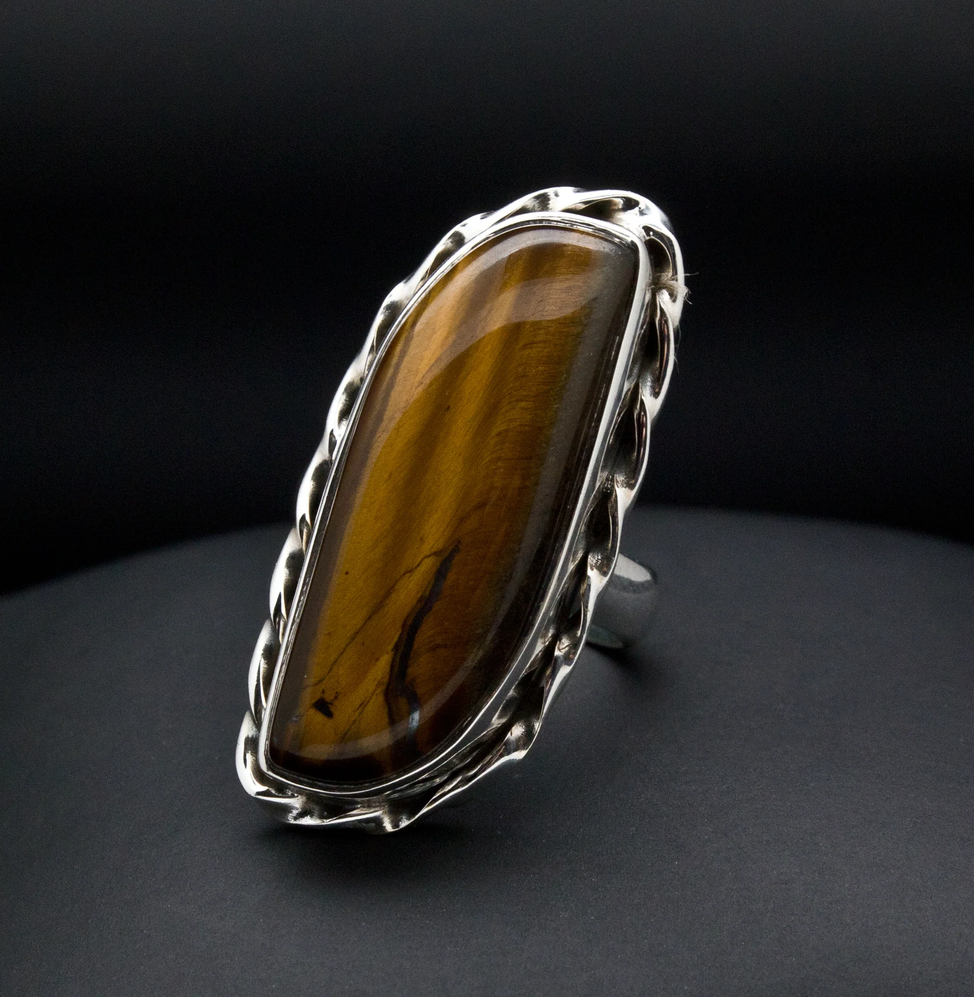 Sterling Silver Yellow Tiger Eye Ring Size 5 - Image 3