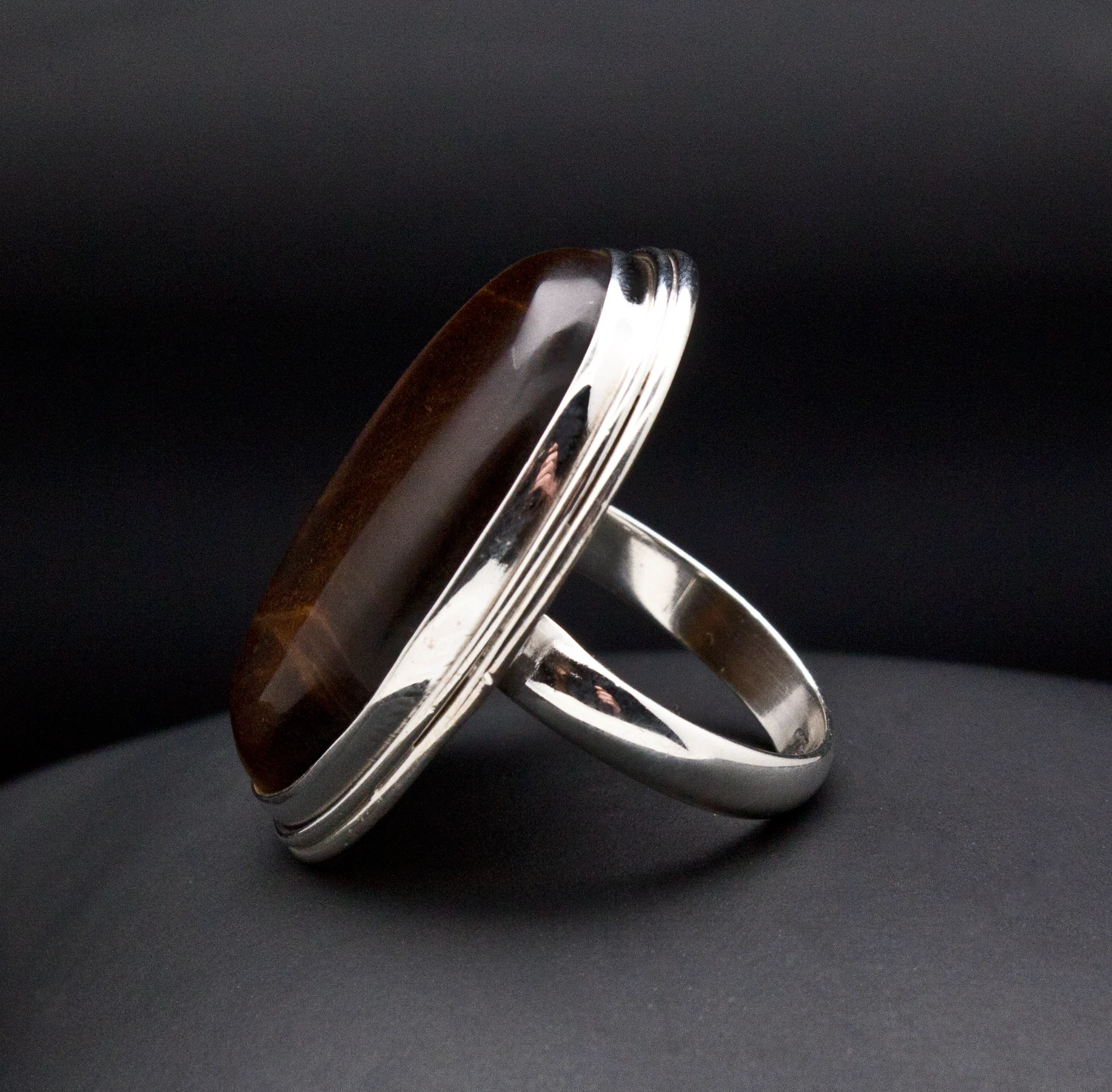 Sterling Silver Yellow Tiger Eye Ring Size 6.5 - Image 3