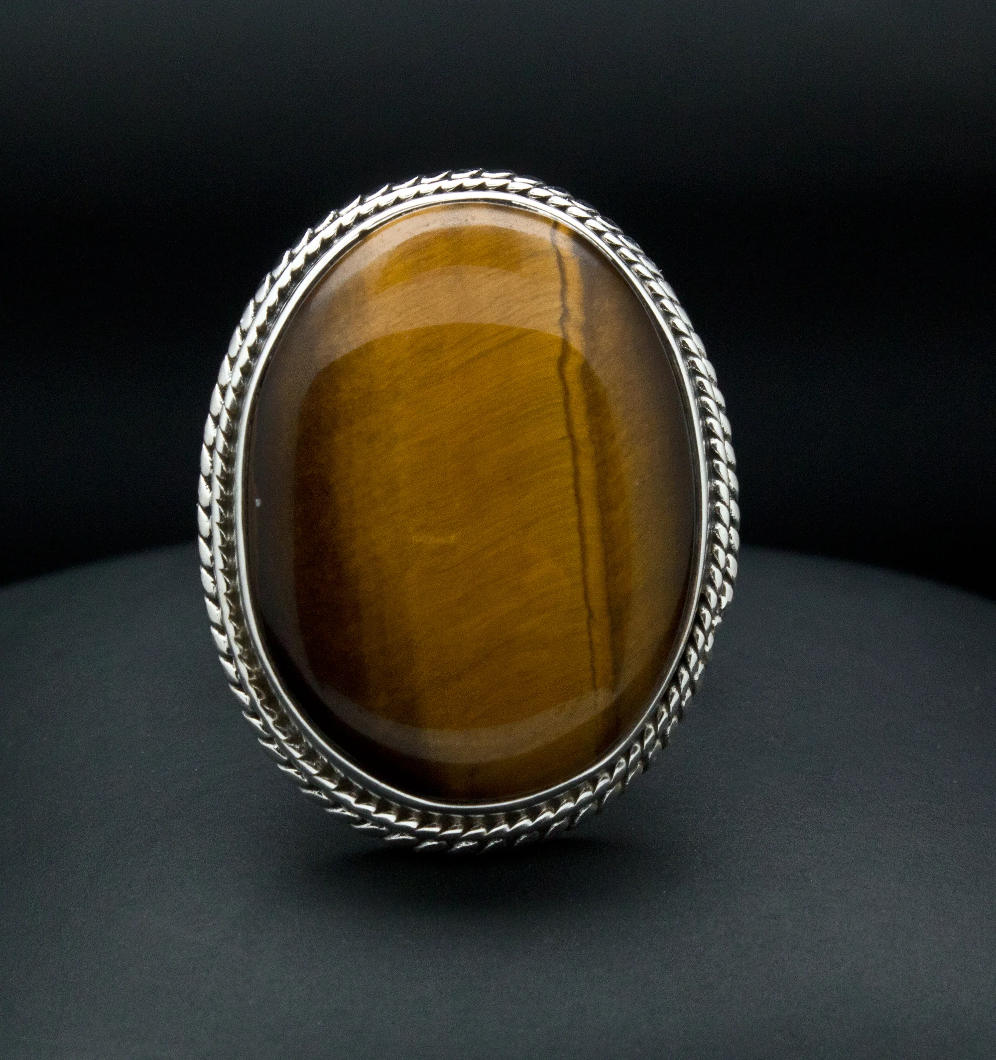 Sterling Silver Yellow Tiger Eye Ring Size 8 - Image 2
