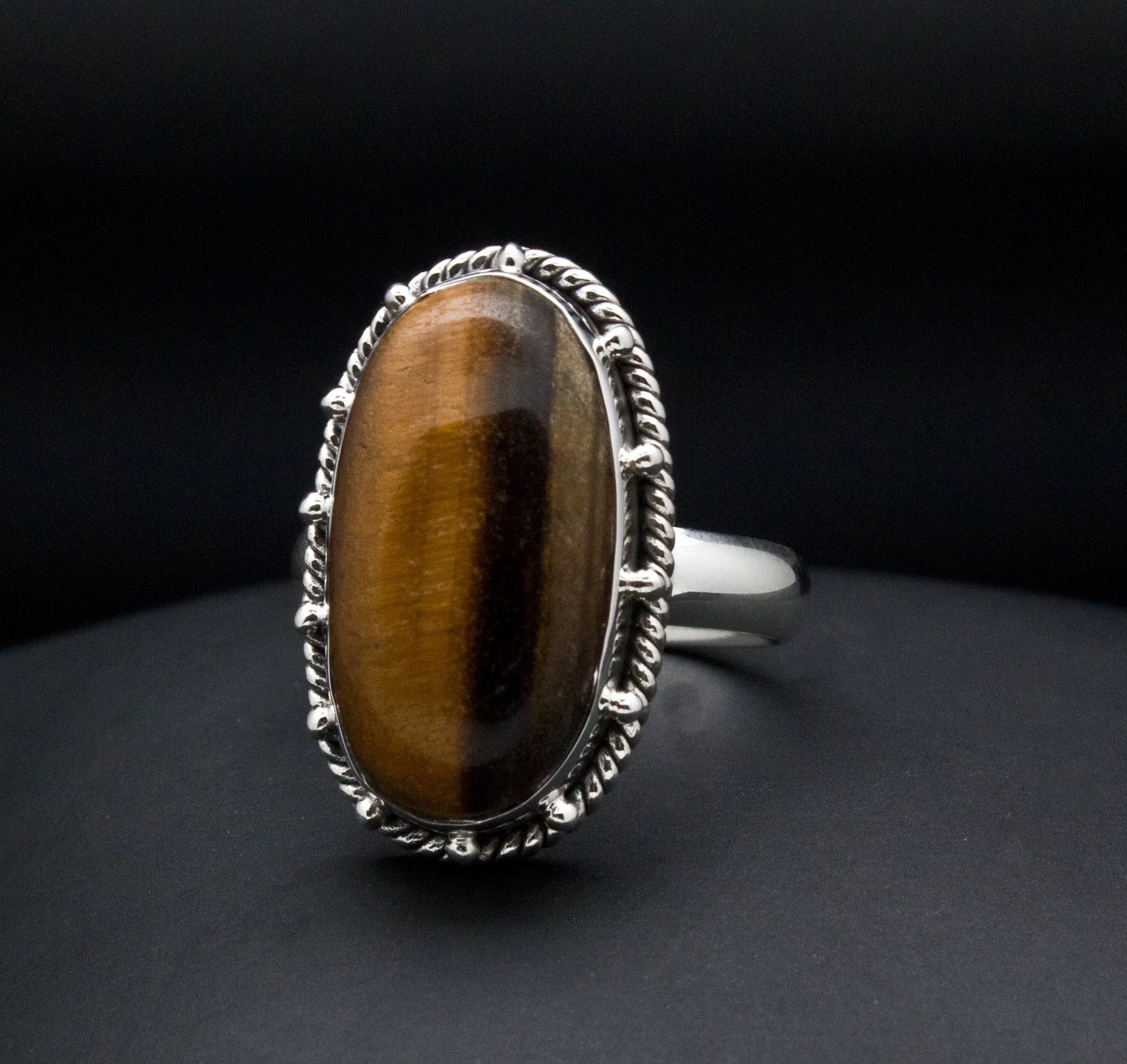 Sterling Silver Yellow Tiger Eye Ring Size 7 - Image 2