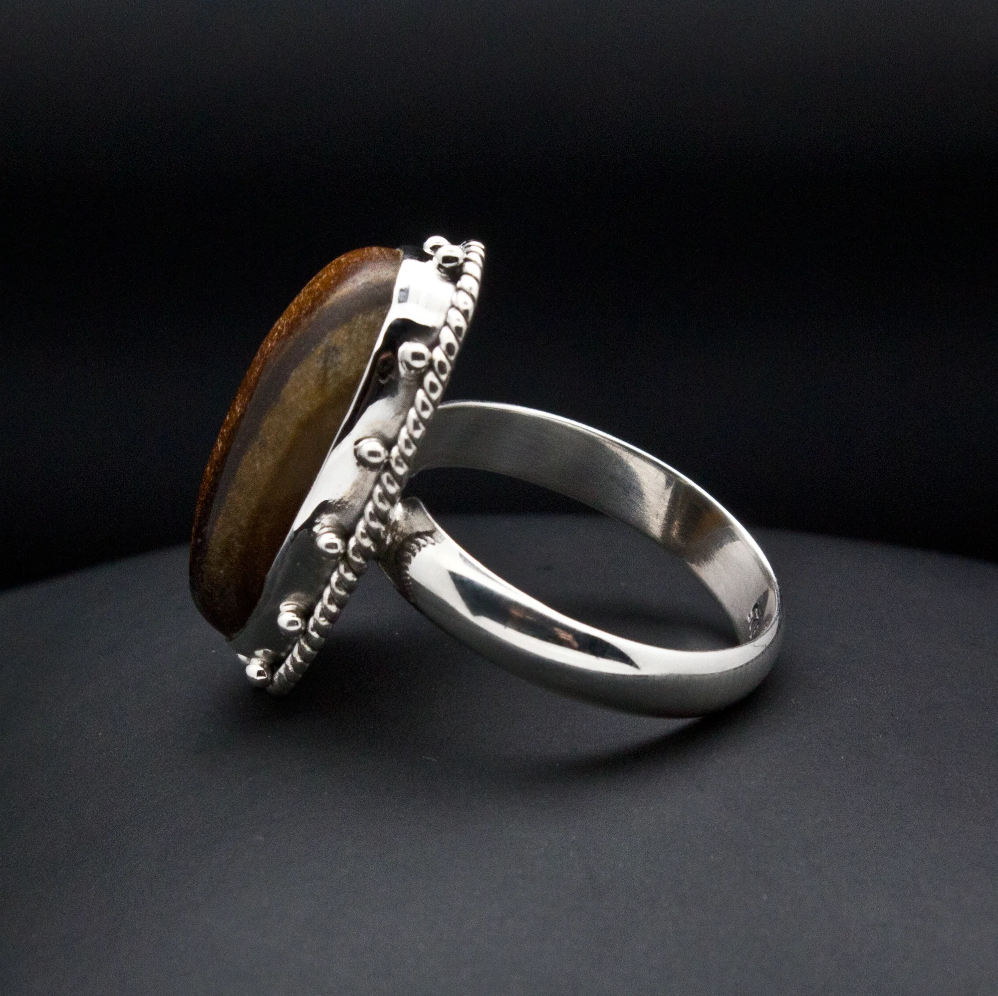 Sterling Silver Yellow Tiger Eye Ring Size 7 - Image 3