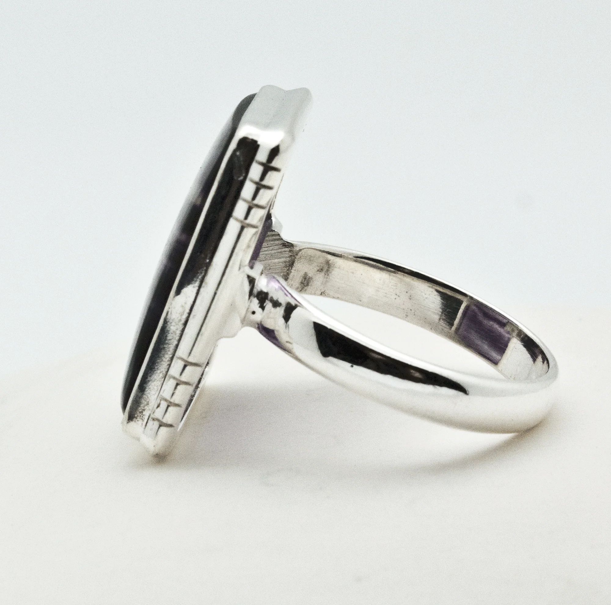 Sterling Silvewr Rainbow Fluorite Ring Size 9 - Image 3