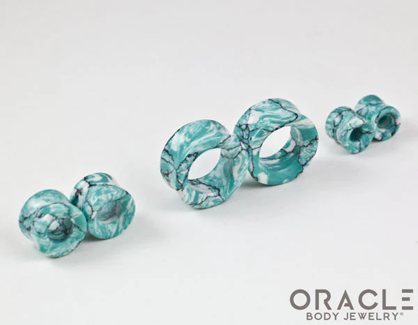 Synthetic Ocean Wave Turquoise Eyelets / Tunnels - Image 2