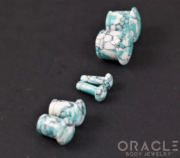 Synthetic Ocean Wave Turquoise Single Flare Plugs - Image 2