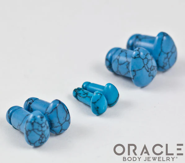 Synthetic Turquoise Single Flare Teardrop Plugs - Image 2