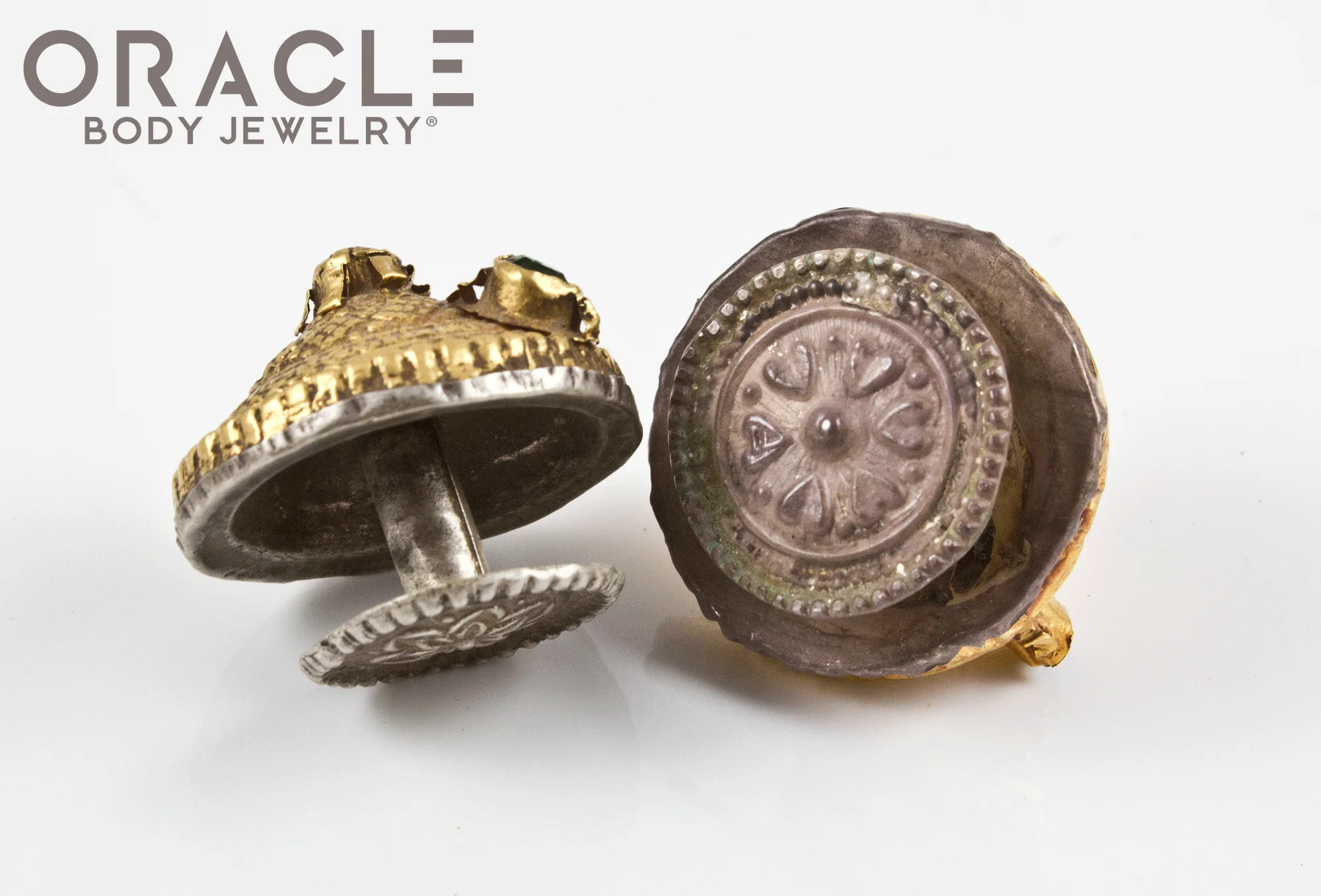 Threaded Gold and Silver Upper Ear Plugs - Image 2