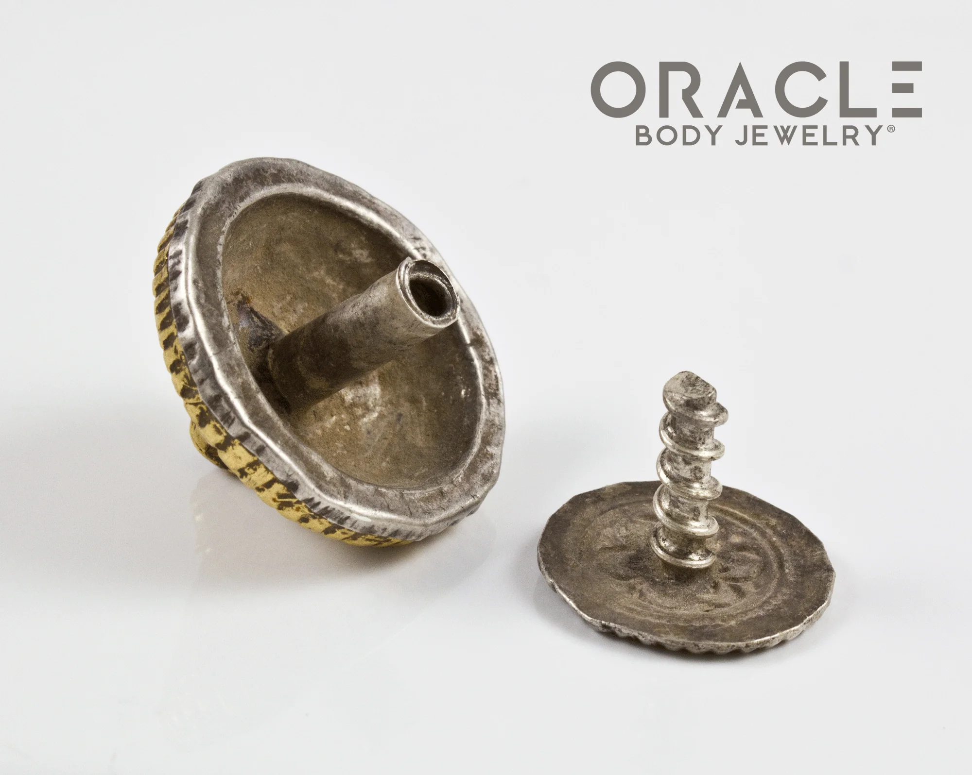 Threaded Gold and Silver Upper Ear Plugs - Image 5