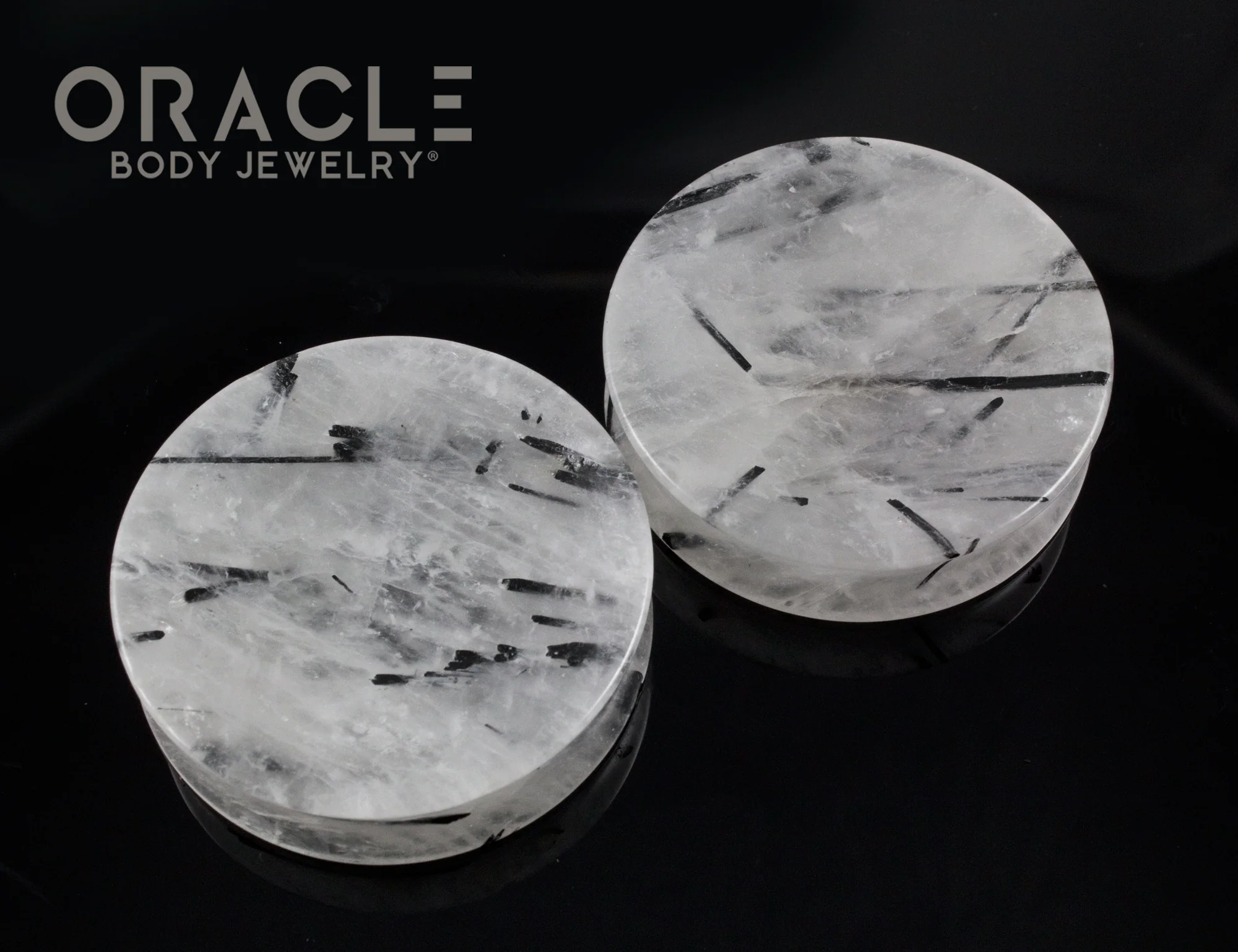 2" (51mm) Tourmalated Quartz Concave Plugs - Image 2