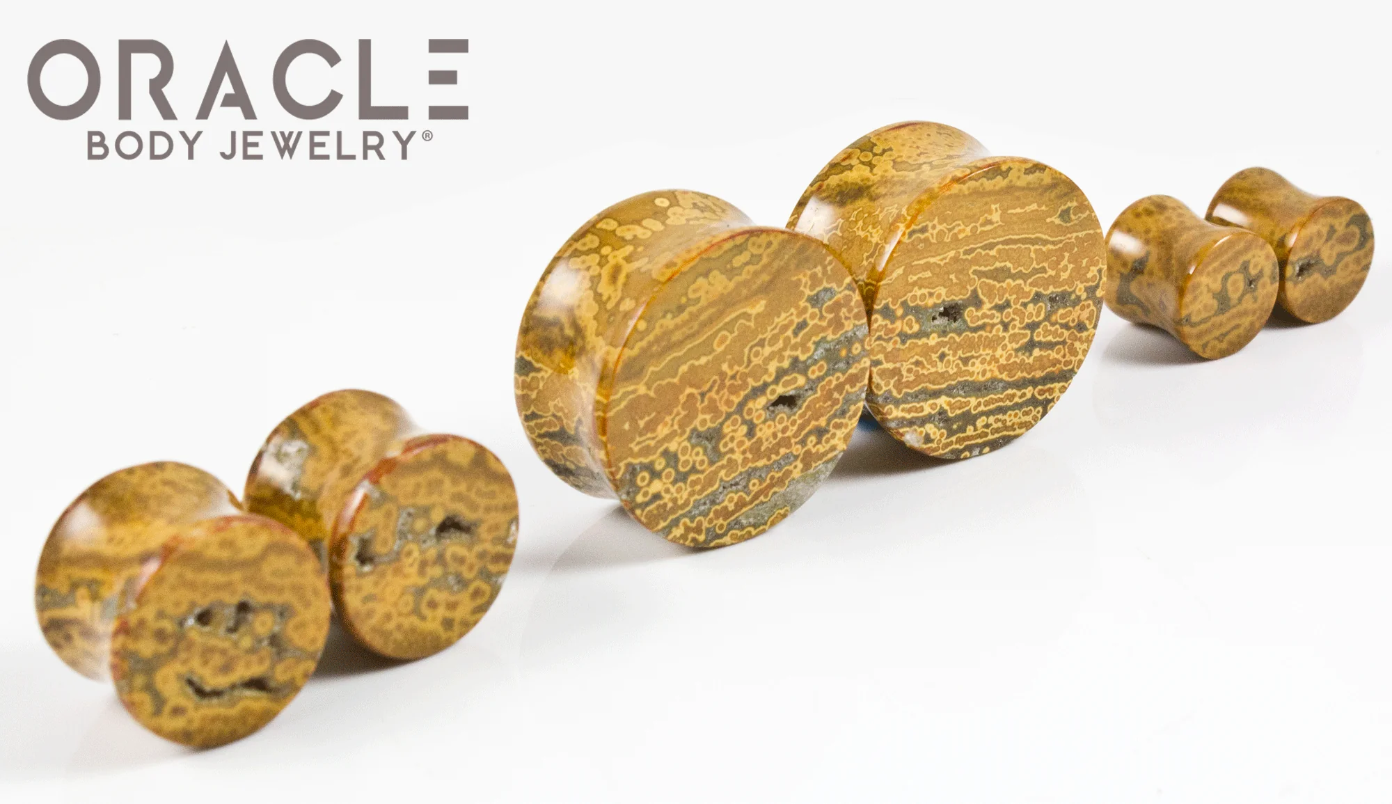 Yellow Ocean Jasper Double Flare Plugs - Image 2