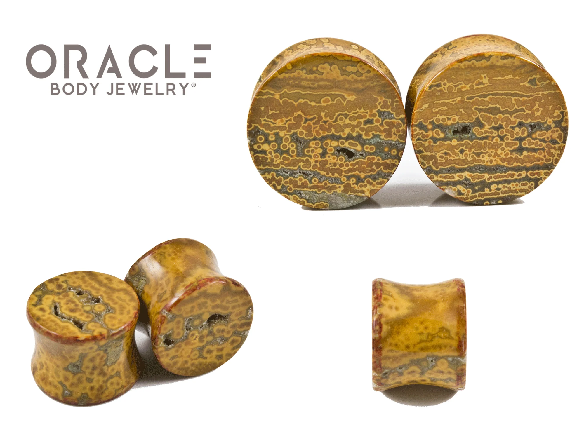 Yellow Ocean Jasper Double Flare Plugs - Image 3