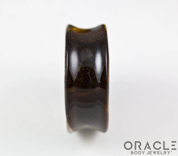 Yellow Tiger Eye Concave Solid Double Flare Stone Plugs - Image 3