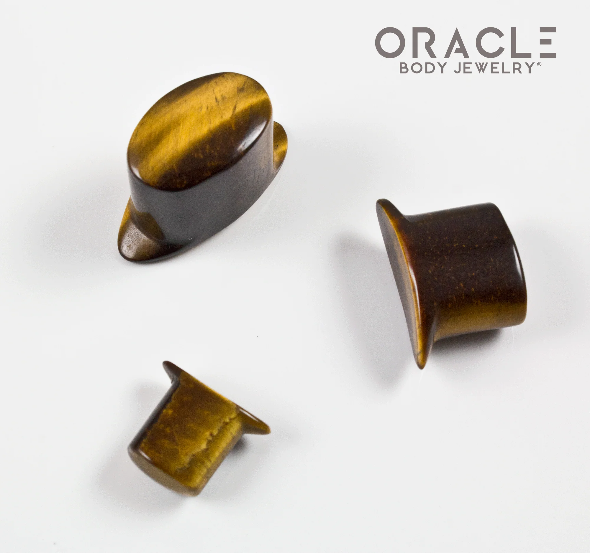 Yellow Tiger Eye Oval Labrets 2g Through 3/4" - Image 3