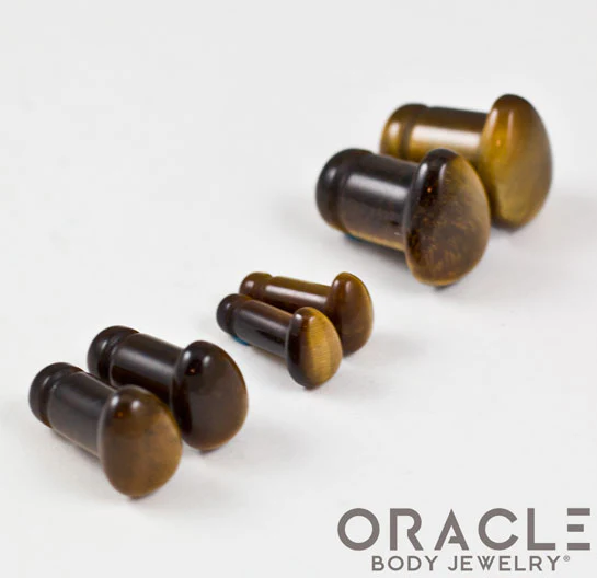 Yellow Tiger Eye Single Flare Teardrop Plugs - Image 2
