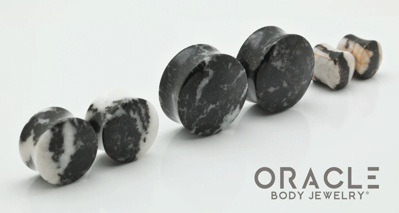 Zebra Stone Double Flare Plugs - Image 2
