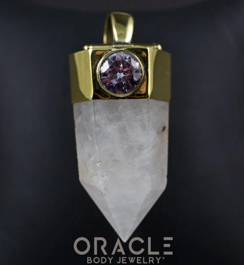 Zuul Pendant with Tourmalated Quartz Point and Watermelon Tourmaline and Amethyst Accents - Image 2