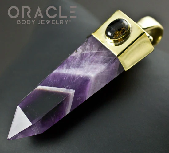 Zuul Pendant with amethyst Point and Copper Infused Obsidian Accents - Image 3