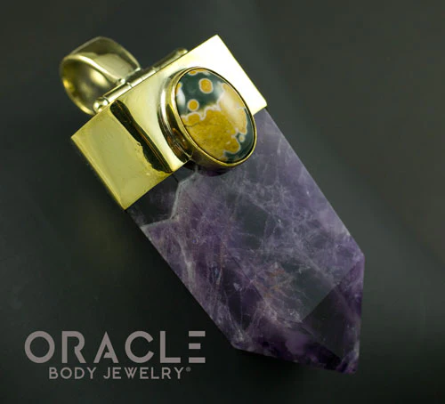 Zuul Pendant with Amethyst Point and Ocean Jasper and Amazonite Accents - Image 2