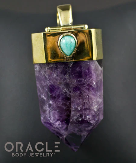 Zuul Pendant with Amethyst Point and Ocean Jasper and Amazonite Accents - Image 3