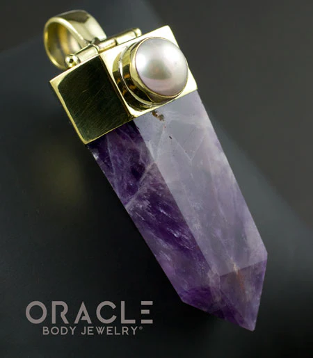 Zuul Pendant with Amethyst Point and Pearl Accents - Image 2