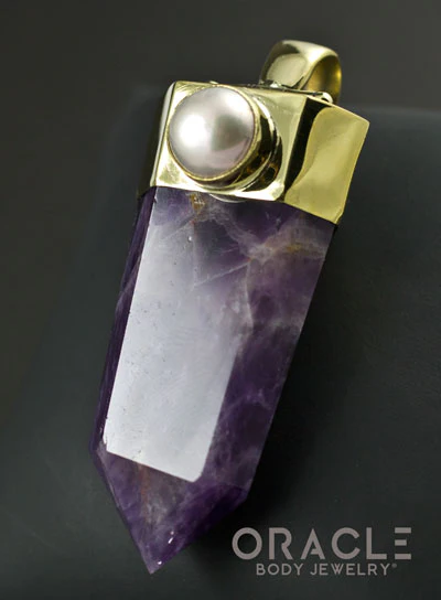 Zuul Pendant with Amethyst Point and Pearl Accents - Image 3