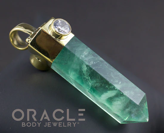 Zuul Pendant with Green Fluorite Point and CZ and Amethyst Accents - Image 2