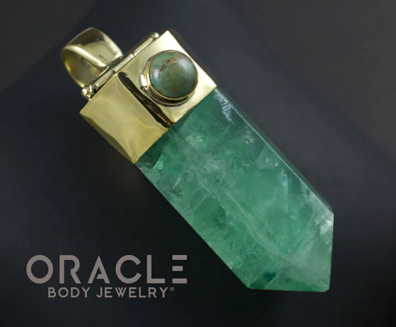 Zuul Pendant with Green Fluorite Point and Turquoise Accents - Image 2