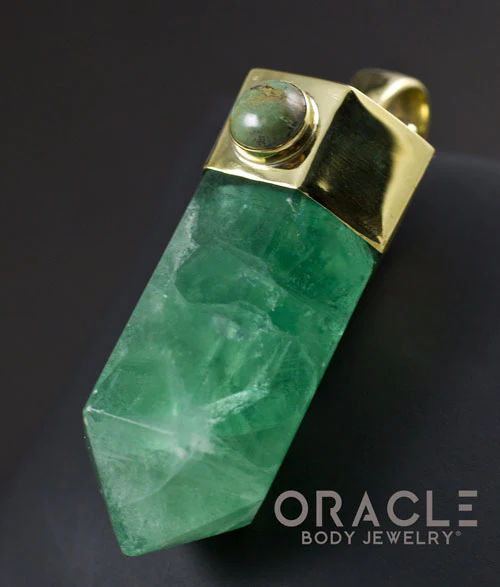 Zuul Pendant with Green Fluorite Point and Turquoise Accents - Image 3