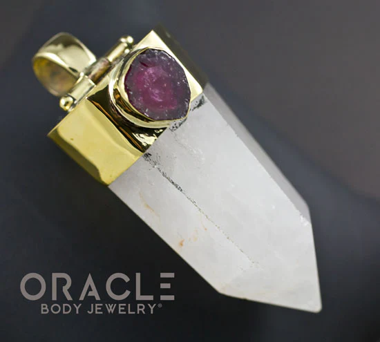 Zuul Pendant with Quartz Point and Watermelon Tourmaline and Rutilated Quartz Accents - Image 3