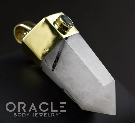 Zuul Pendant with Tourmalated Quartz Point and Ethiopian Black Opal Accents - Image 2