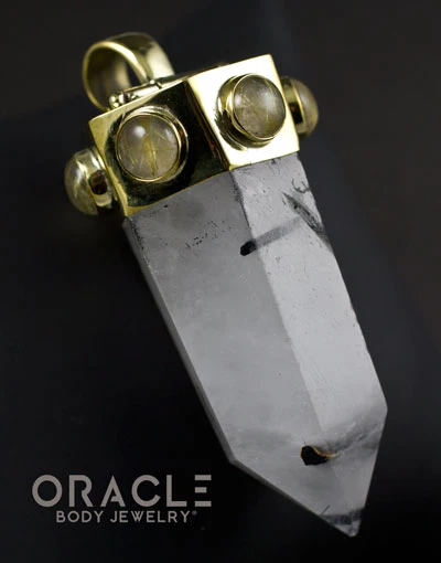 Zuul Pendant with Tourmalated Quartz Point and Rutilated Quartz Accents - Image 2