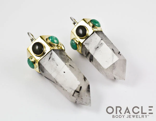 Zuul with Tourmalated Quartz Points and Amazonite and Rainbow Obsidian Accents - Image 3
